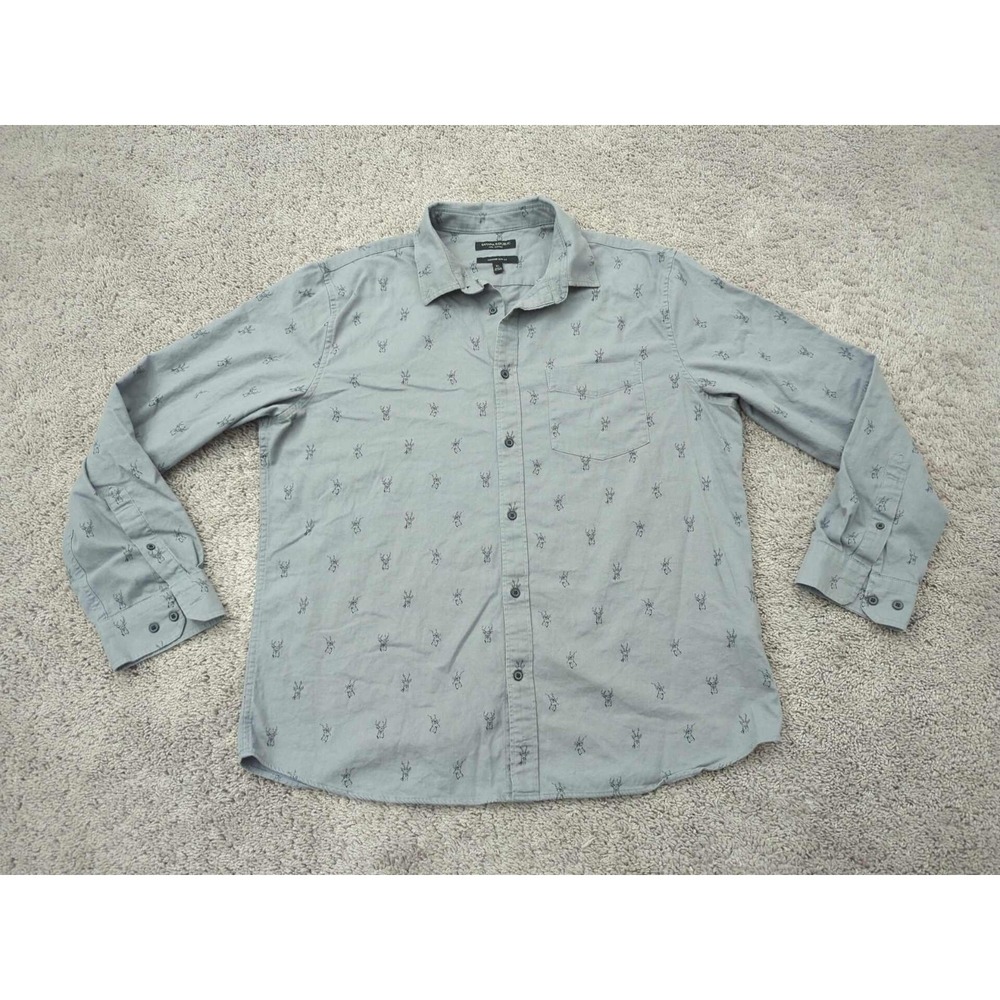 Banana Republic‎ Button Up Shirt Mens XL Animal Print Luxe Hunting Untucked Slim